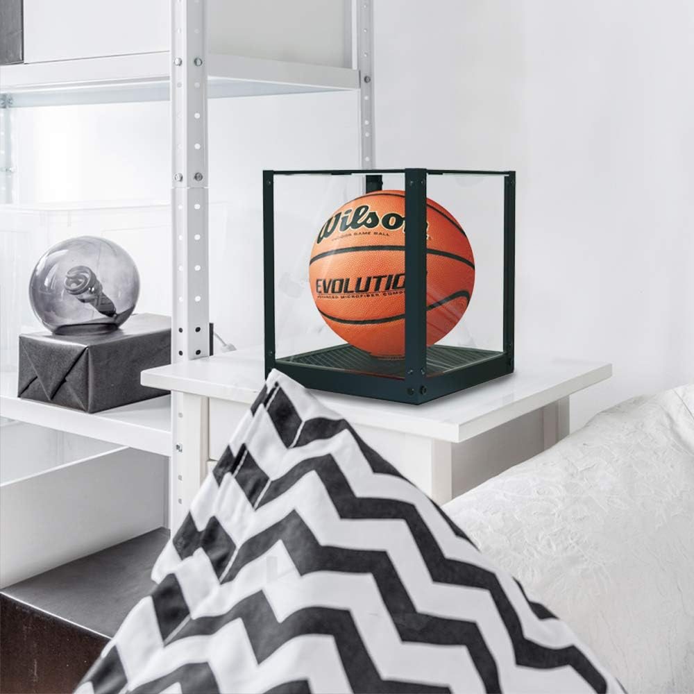 J JACKCUBE DESIGN Acrylic Basketball Display Case, Clear Display Box Showcase Holder with Metal Mesh Base for Autograph Football, Socerball, Volleyball Memorabilia Collectibles - MK633A : Sports & Outdoors
