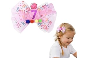 7th Birthday Gifts for Girls Kids 7 Yr Old Bday Hair Bow Clips for Girls 7 Birthday Party Decorations for Girl Glitter Bow Ha
