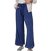 ALSOGO Women's Baggy Wide Leg Sweatpants Drawstring Elastic Waisted Casual Straight Trousers Outfits Athletic Palazzo Pants