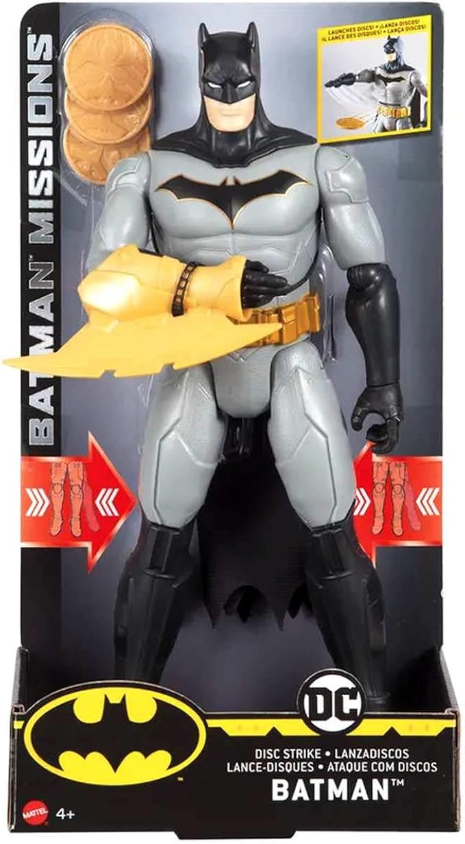JUSTICE LEAGUE- Figura de Batman con Lanzadiscos, Multicolor, 30 cm (Mattel FVM67): Amazon.es: Ropa y accesorios