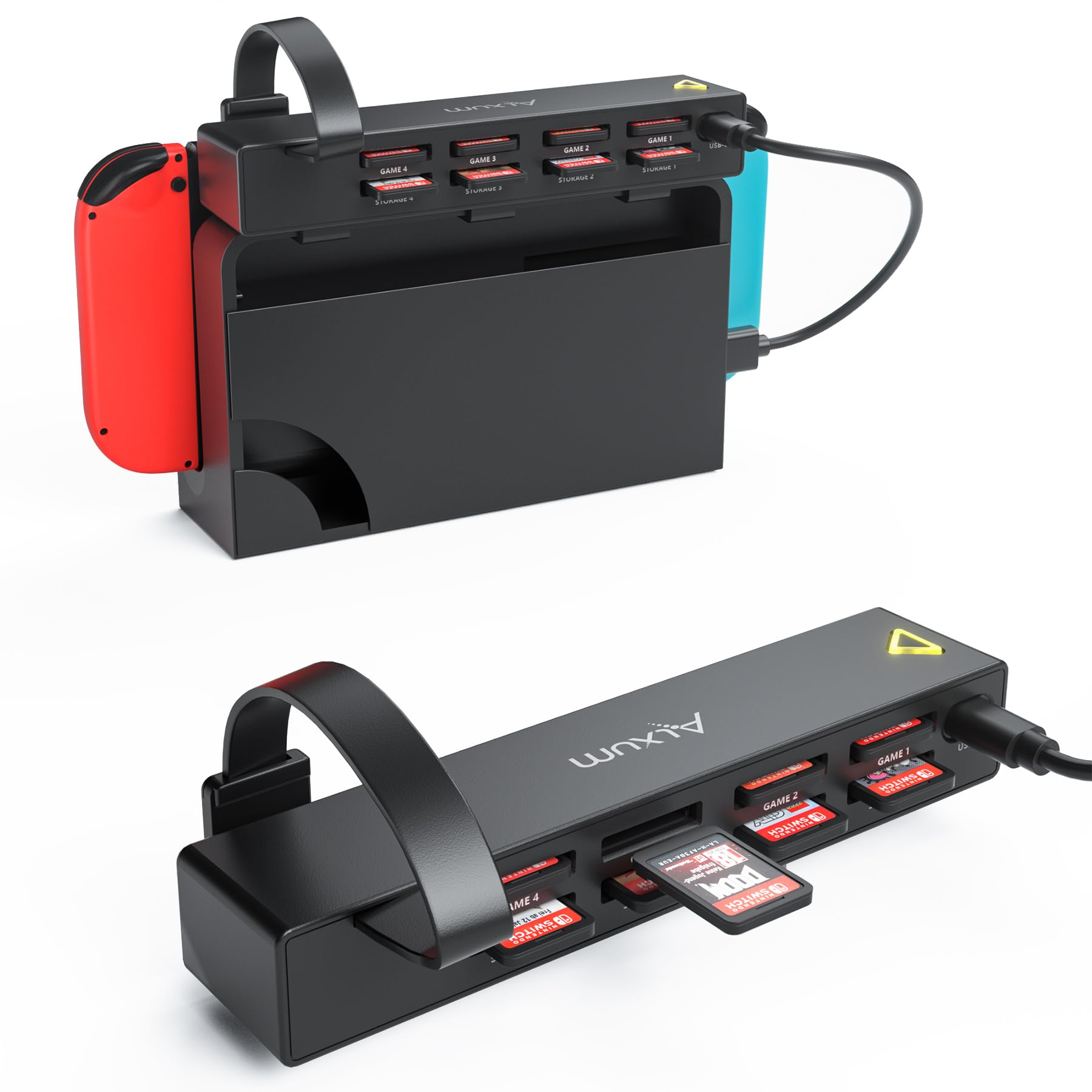 Switch Game Card Reader - 8 In 1 Switch Game Card Holder for Nintendo Switch/Switch OLED Console, Switch Multi Game Reader Switcher Quick Identification(4 For Game+4 For Storage)