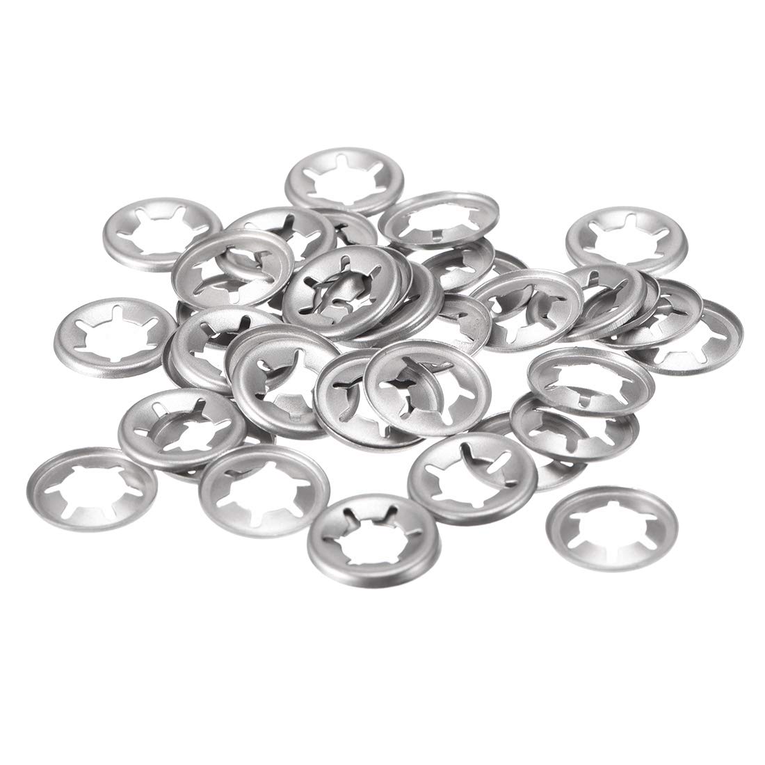 sourcing map M8 Washer 7.4mm I.D. 15mm O.D. Internal Tooth Lock Washers Push-On Locking Speed Clip 304 Stainless Steel 40pcs