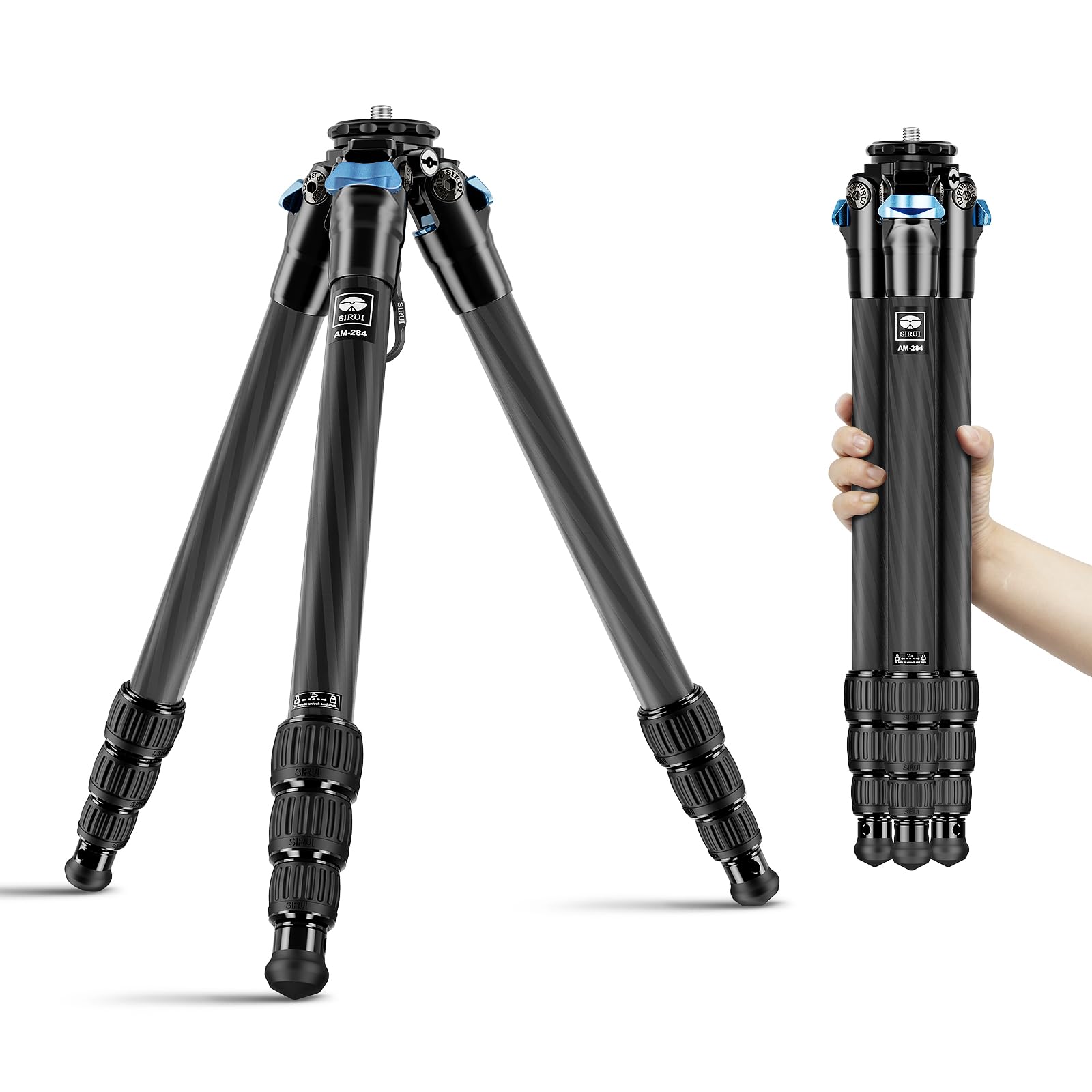 SIRUI AM-284 Carbon Fibre Professional Travel Tripod for Camera, DSLR, Camcorder, Smartphone - Max Load 15kg