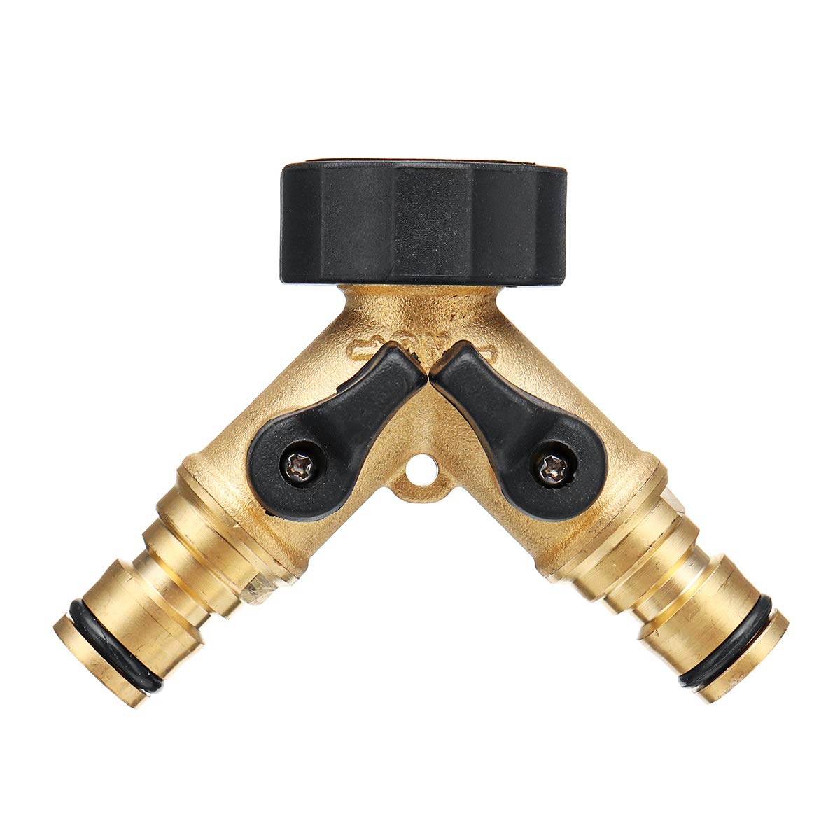 TOOLSTAR Brass Manifold, 2 Way Brass Tap Manifold 3/4" Screw Thread Y Splitter Brass Tap Connector Washing Machine Hose Connector with Individual On/Off Valves Tap Adaptor for Garden