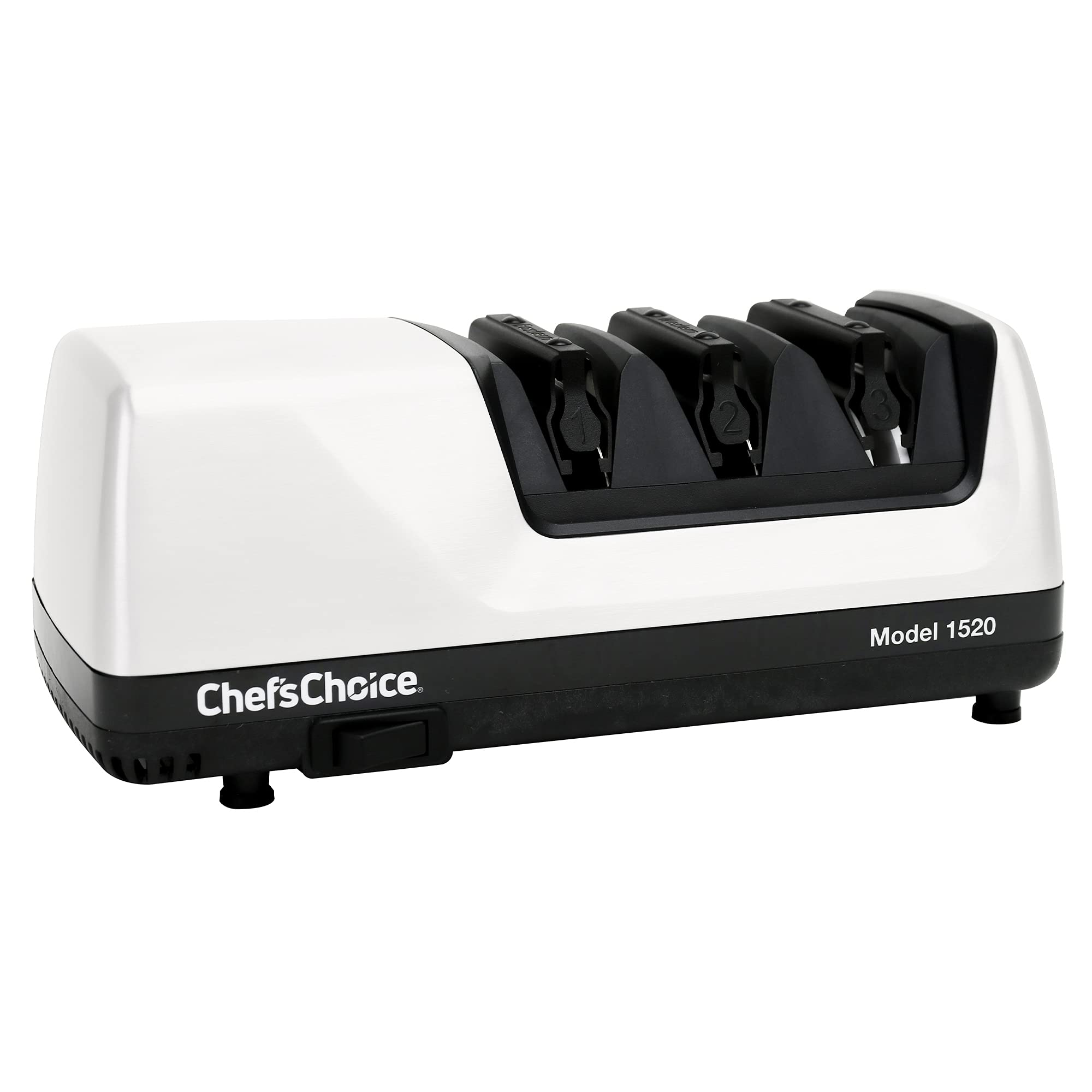 Photo 1 of Chef’s Choice Professional Electric Knife Sharpeners for 15- and 20-Degree Straight-Edge and Serrated Knives with Diamond Abrasives & Precision Angle Control, 3-Stage, White