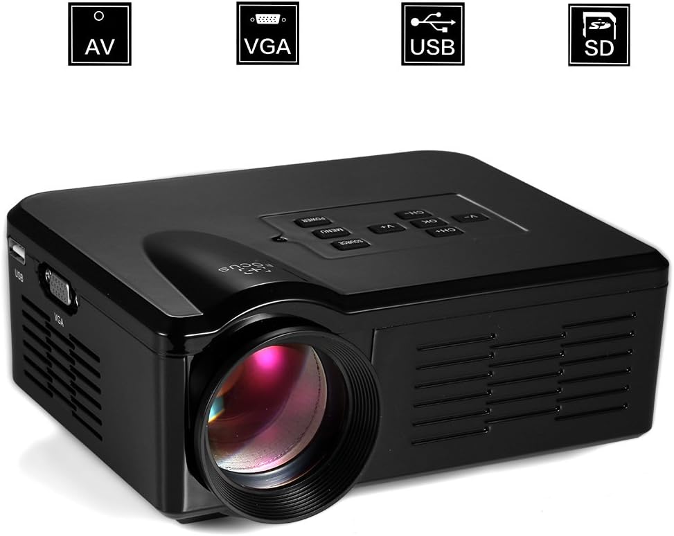Portable LED Projector,BL35 Mini LED Video Projector for Home Theater Cinema, 15 Degrees Keystone Correction, Support 1080P/720P Resolution, with HDMI VGA AV TV USB SD Card Interfaces (Black)