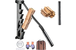 Dutsalrun 2025 Upgraded Dual-Handle Wall Mounted Wood Splitter, Lengthened Handle Carbon Steel Kindling Splitter Log Wood Cracker, Manual Kindling Splitter for Soft Firewood, Indoor and Outdoor Use