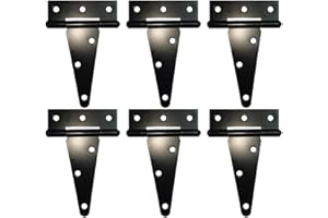 HLMOptimo Heavy Duty Tee Hinge - All Size Black (6 pcs, 4 inch) - Rustproof Wrought Iron Shed, Gate, Barn, Fence, Door Hinge