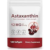 Astaxanthin Supplements, Supports Eye, Joint, Internal Circulation, Skin Health, Astaxanthina Antioxidant Supplements (1Bag120P)