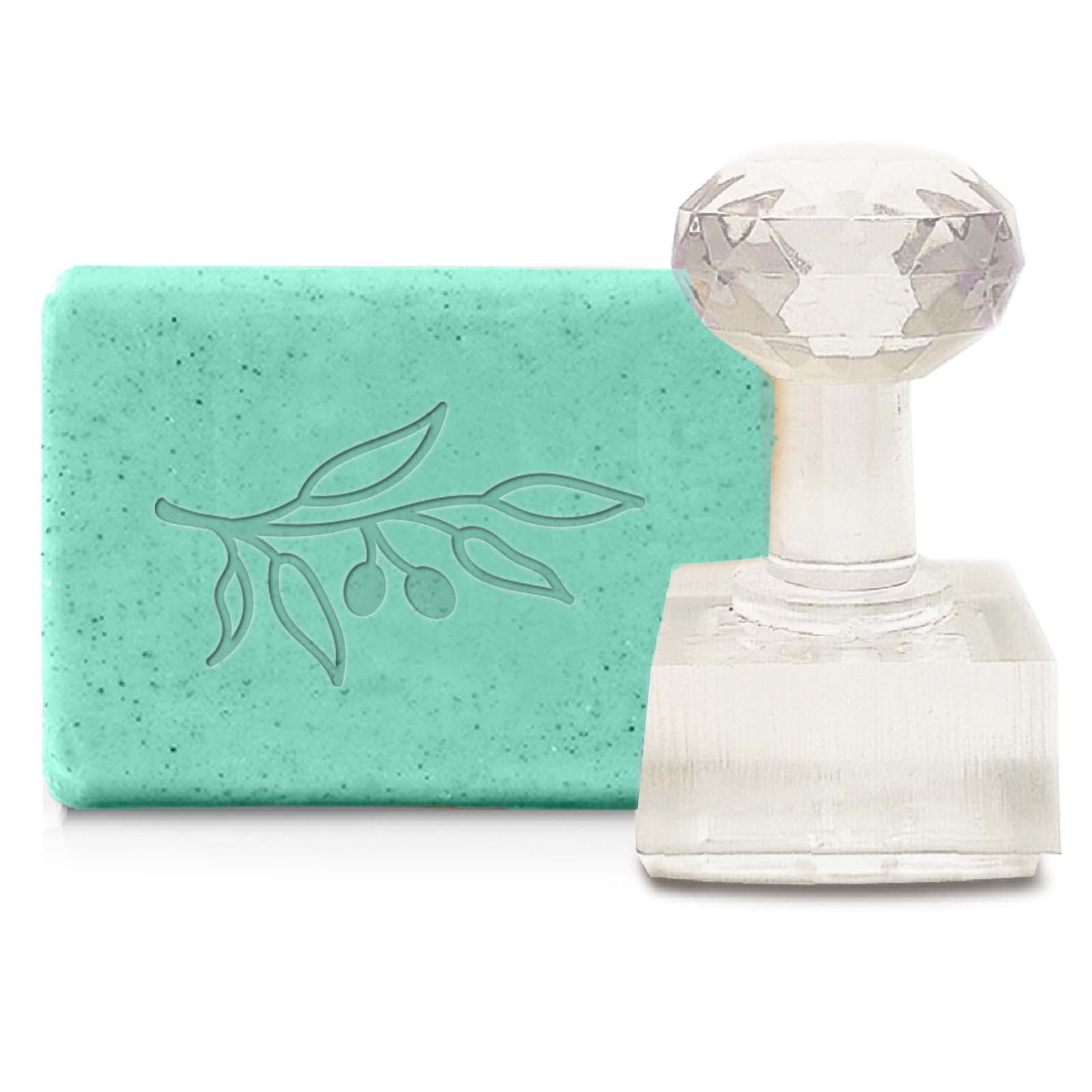 CRASPIRE Acrylic Soap Stamp Olive Leaf Handmade Clear Soap Chapter Branch Imprint Embossing with Handle 1.57" Embossing for DIY Arts Crafts Making Wedding Clay Cookie Pottery Biscuits Projects — image 1