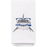 Yomisex Shark Bathroom Hand Towels, Shark Gifts Hand Towels for Kids Boys Bathroom Decor, Ocean Beach Kitchen Dish Towels, 16x24 Inch