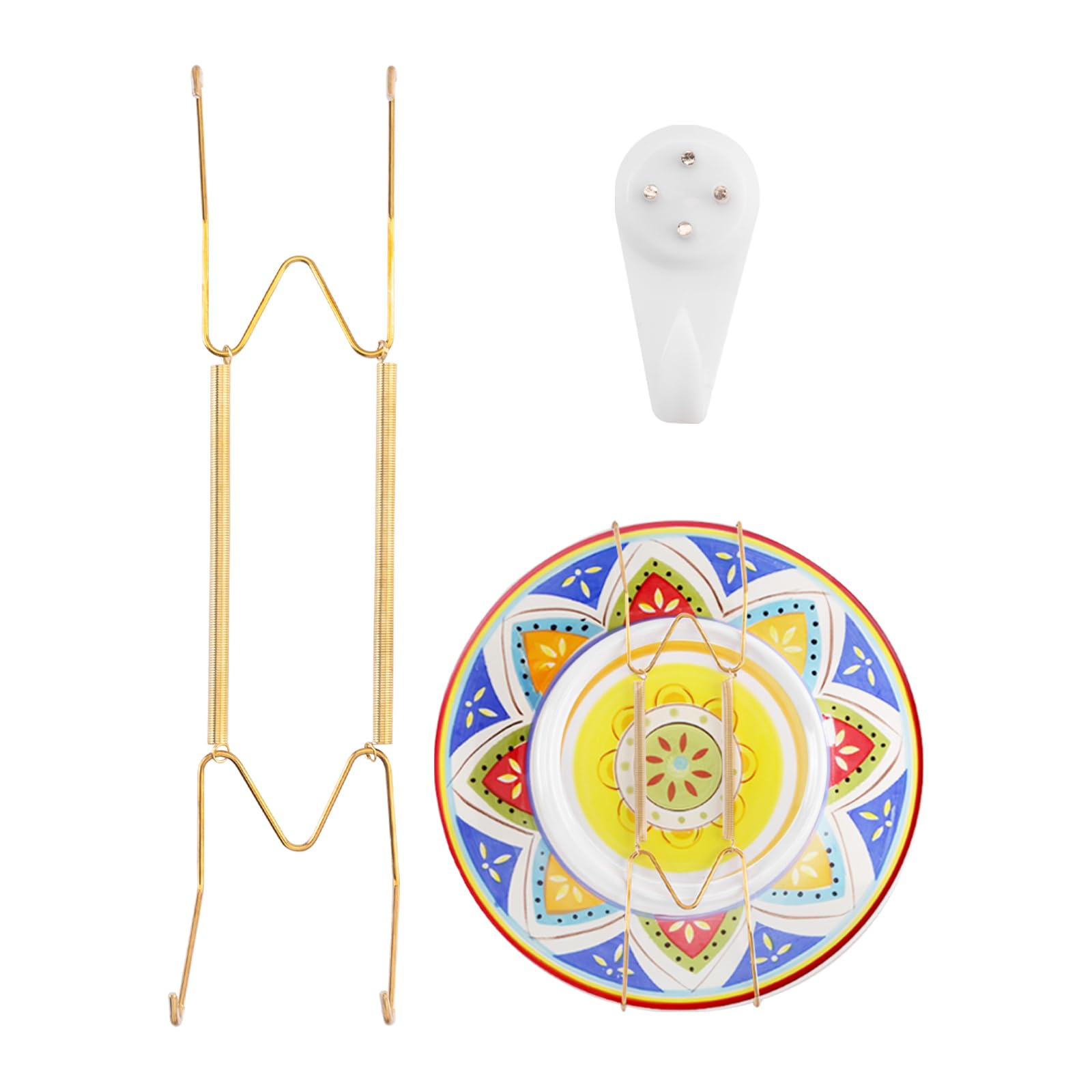 Photo 1 of Plate Hangers for The Wall Suitable for 10-14 inch Small Decorative Plate, Invisible Stainless Steel Plate Hangers for Display with Wall Hooks, for Plates/Platter/Dish/Picture(Gold)
