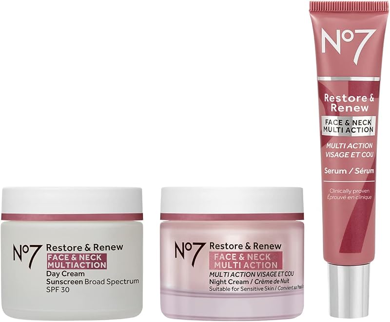 No7 Restore Renew Face Neck Multi Action Skincare System 3 Step