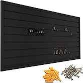 Yuzzy Slat Wall Paneling 2 x 4ft, Garage Slatwall Panel Wall Storage Systems, Heavy Duty PVC Garage Wall Organization (Black)
