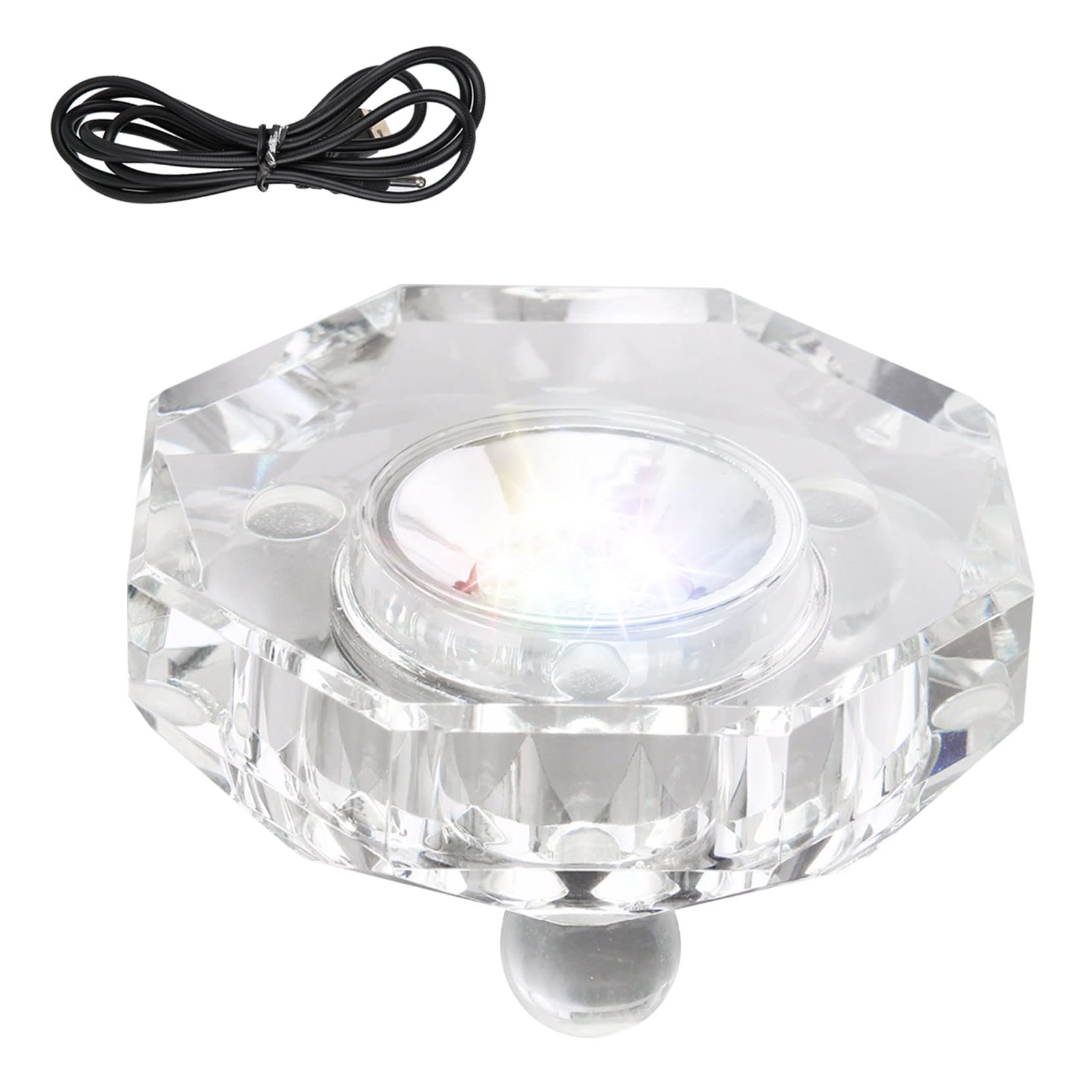 Crystal LED Light Base, Multicolor LED Lights Display Base Auto Flashing Pedestal Color Show Stand Lighted Desktop Display Base Plate Ornament Powered by USB for 3D Crystals Glass Art (Octagon)