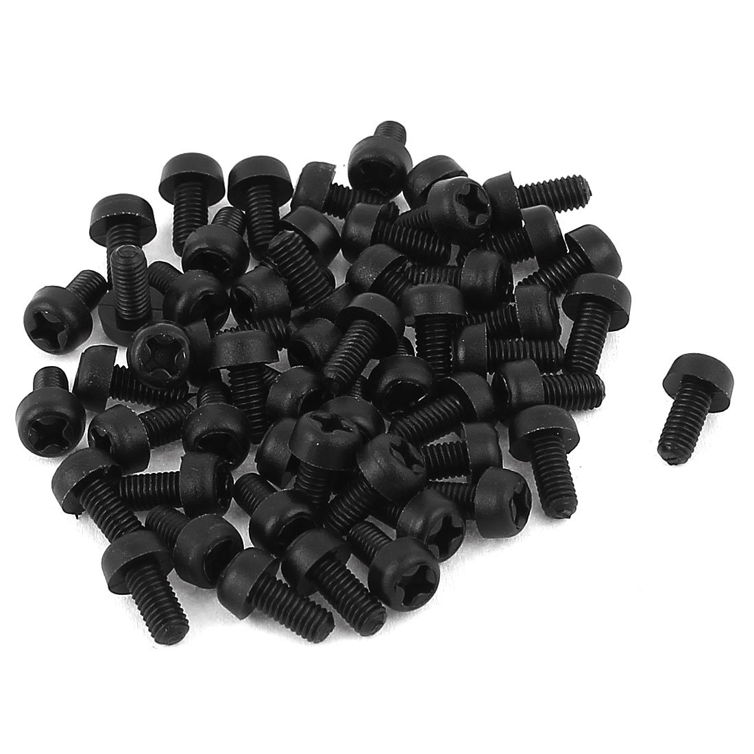 Sourcingmap M3 x 6mm Nylon Phillips Cross Pan Head Machine Screws Black 50 PCS