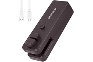 WOSERLD Mini Bag Sealer 2 in 1 Heat Sealer Bag Sealer and Cutter, Bag Sealer for Snacks, Lithium battery bag resealer for chip bags portable sealer kitchen food packaging seal(Black)