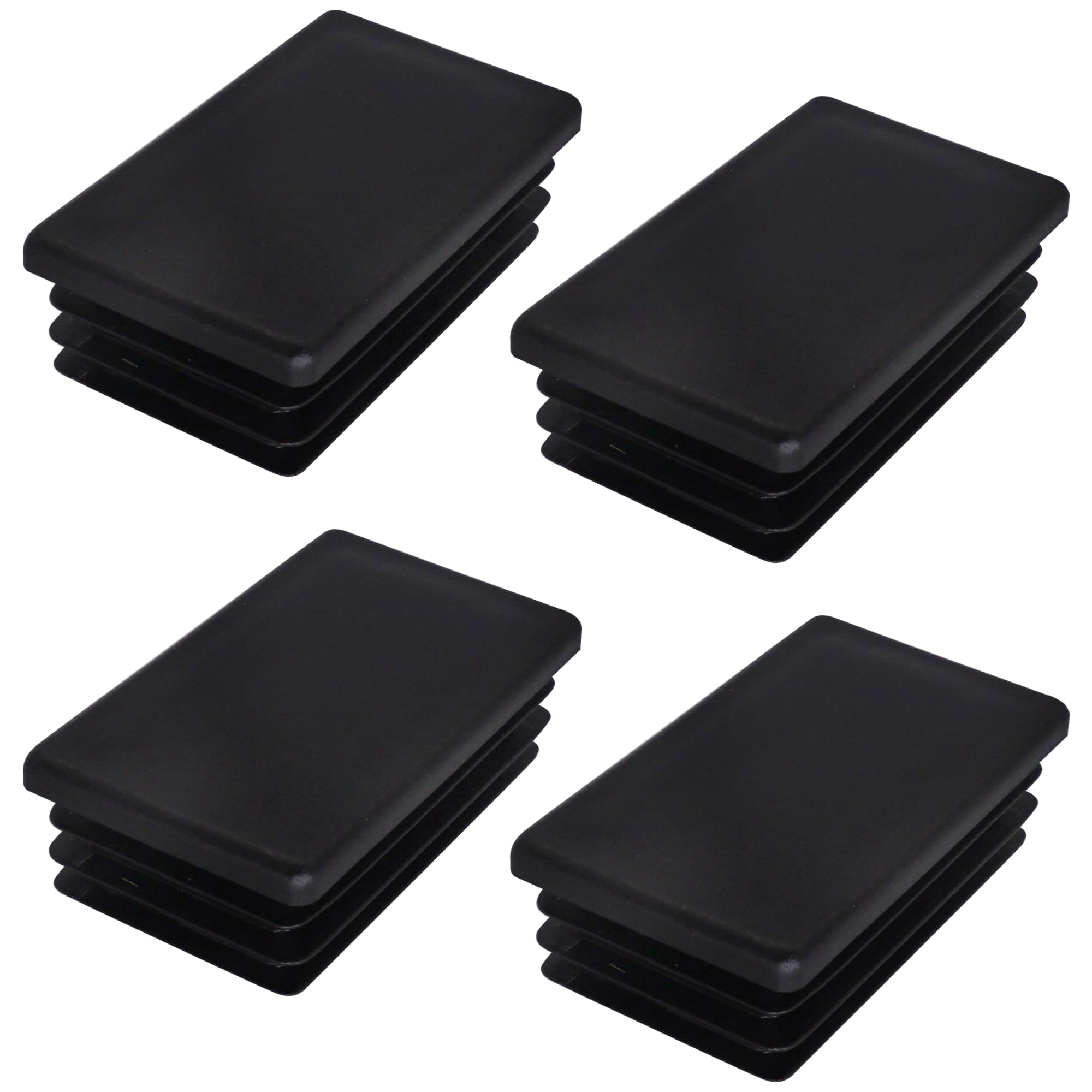 SKIR'CO (4 pcs) Rectangular Plastic Plugs 40 x 70 mm, Mat Tube End Caps, Rectangle Tube Inserts, Fence Post Plugs, Black RAL 9005
