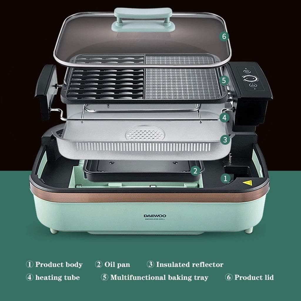 review NOLOGO Electric Barbecue, Korean Style BBQ Poke Hot Pot, Electric Grill Home with Hot Pot, Non-Smoking Electric Heating Pan