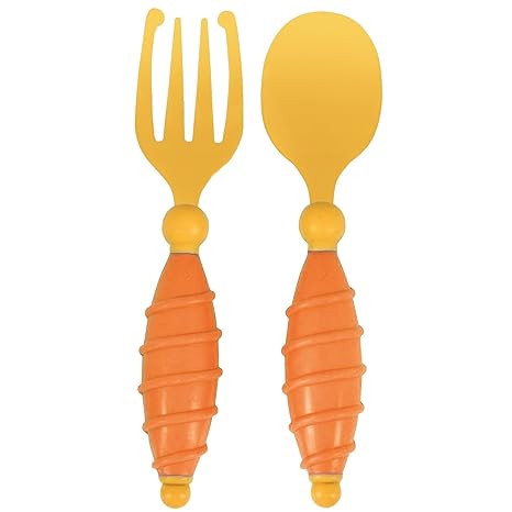 Baby Kids Fork and Spoon Set- Soft, Easy To Grasp Handles Sized Just Right For Little Hands