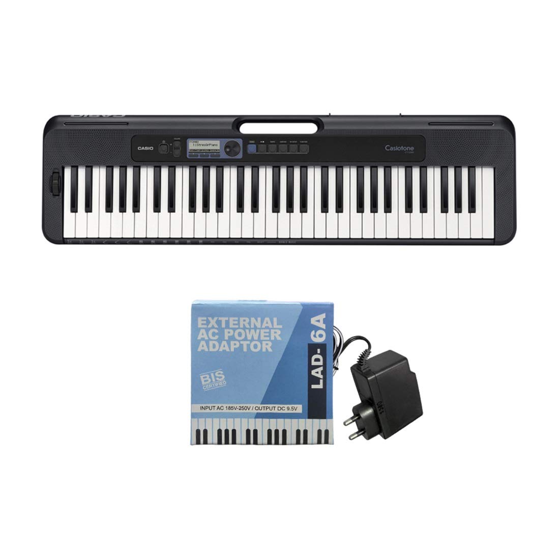 Casio CT-S300 Keyboard mit 61 anschlagdynamischen Standardtasten und Begleitautomatik & RockJam Xfinity Doppelstrebiger, vormontierter Keyboardständer mit Sicherungslaschen 3