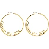 Sorority Shop Gamma Phi Beta- Hoop 18K Gold Plated Dainty Earrings for Women - Gamma Phi Beta Jewelry with Ideal 2" Diameter Hoops - Gamma Phi Beta Gifts