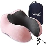 Travel Pillow, Best Memory Foam Neck Pillow Head Support Soft Pillow for Sleeping Rest, Airplane Car & Home Use (Pink)
