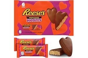 TABOOM Valentine’s Day REESE'SMilk Chocolate Peanut Butter Hearts Snack Size Bars - 1.2oz - Pack of 6