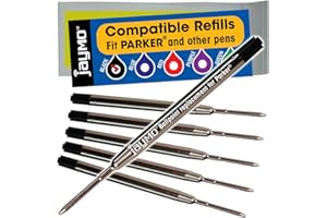COTTAGE MILLS Jaymo Replacement for Parker 1950369 and Bastion - Measures 3.875 in / 98 mm Long - G2 Ballpoint Pen Refill - 6 Black