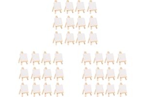 Cjuahsvior 36Pcs Artists Mini Easel +3 Inch X3 Inch Mini Canvas Set Painting DIY Drawing Small Table Easel for School