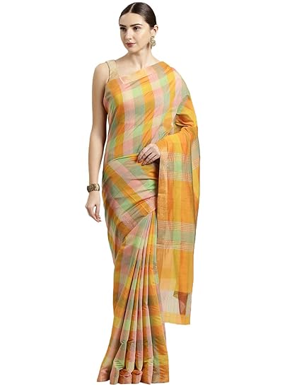 Womens Blended Cotton Saree (CCOPSC13606; Multicolor)