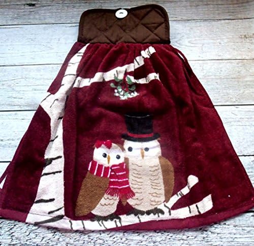Pot Holder Hand Towel, Double Layered Hanging Towel, Christmas Towel, Holiday Towel, Christmas Owl Towels