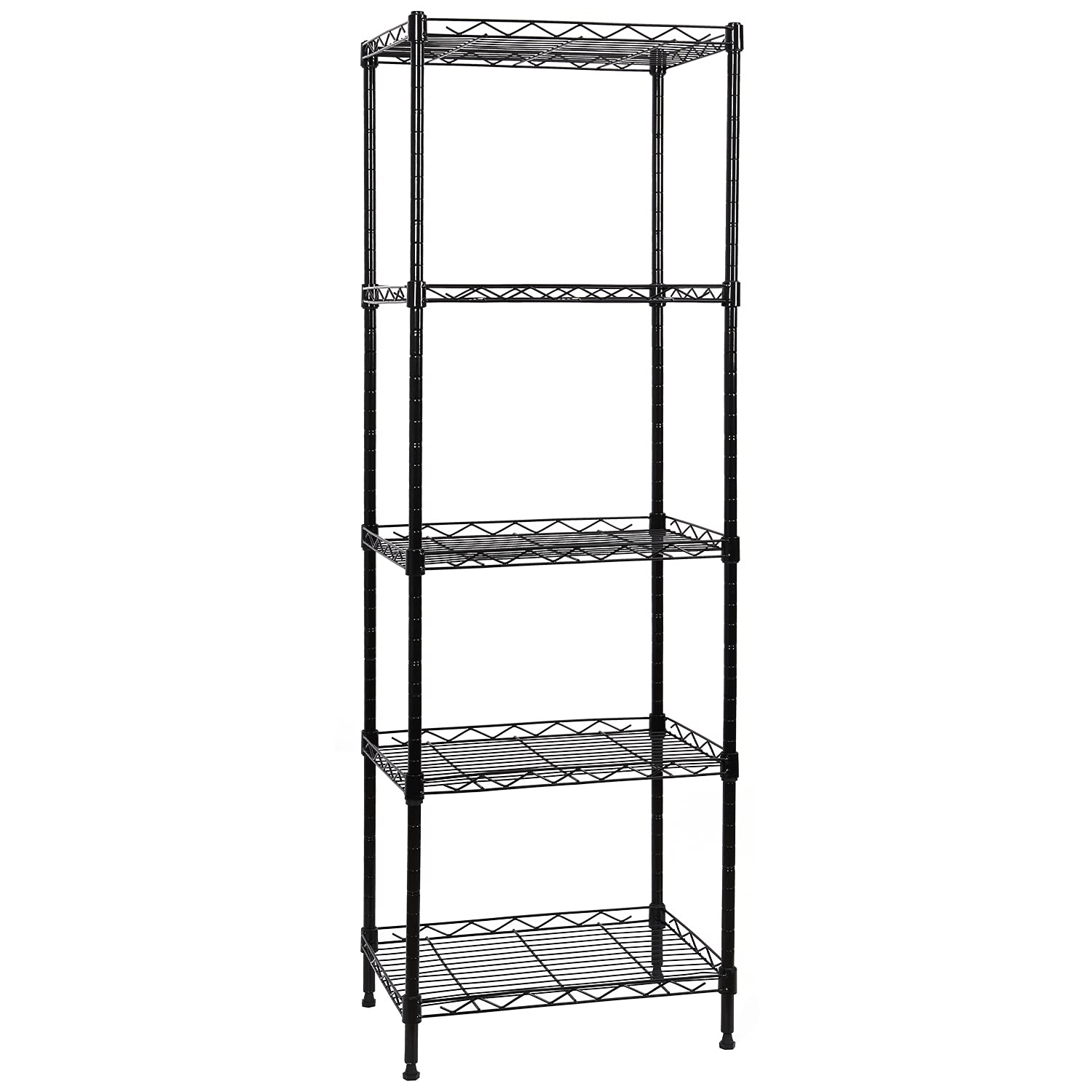 Photo 1 of SUNLPH 5-Tier Wire Shelving Adjustable Shelves Unit Metal Storage Rack for Laundry Bathroom Kitchen Pantry Closet Organization (Black, 16.6" L x 11.4" W x 49.1" H)