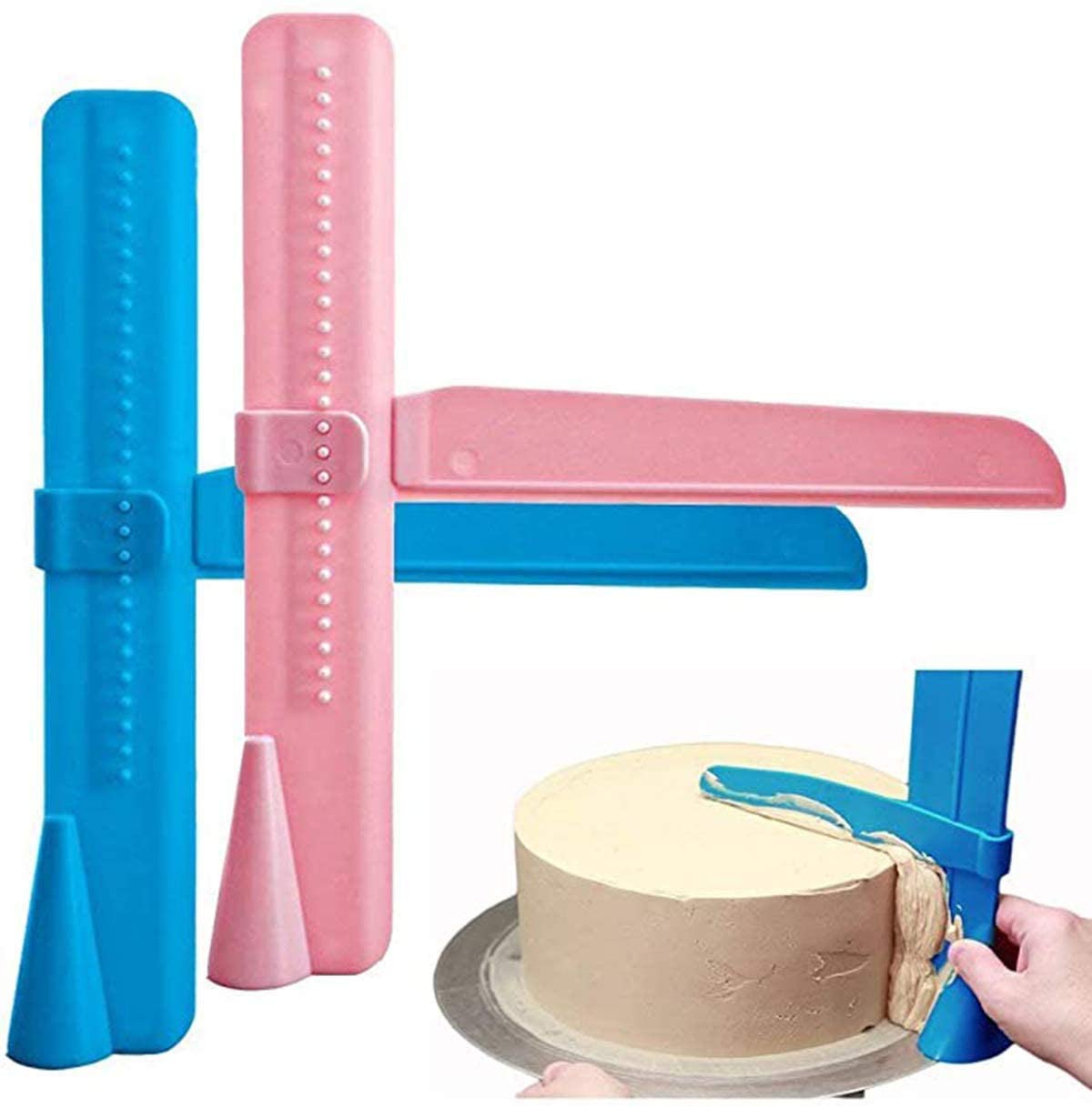 ExceforeCake Scraper Cake Scraper, 2 Pack Adjustable Fondant Smoother Icing Smoother Fondant Smoothing Tool for Spreading Frosting on Cakes