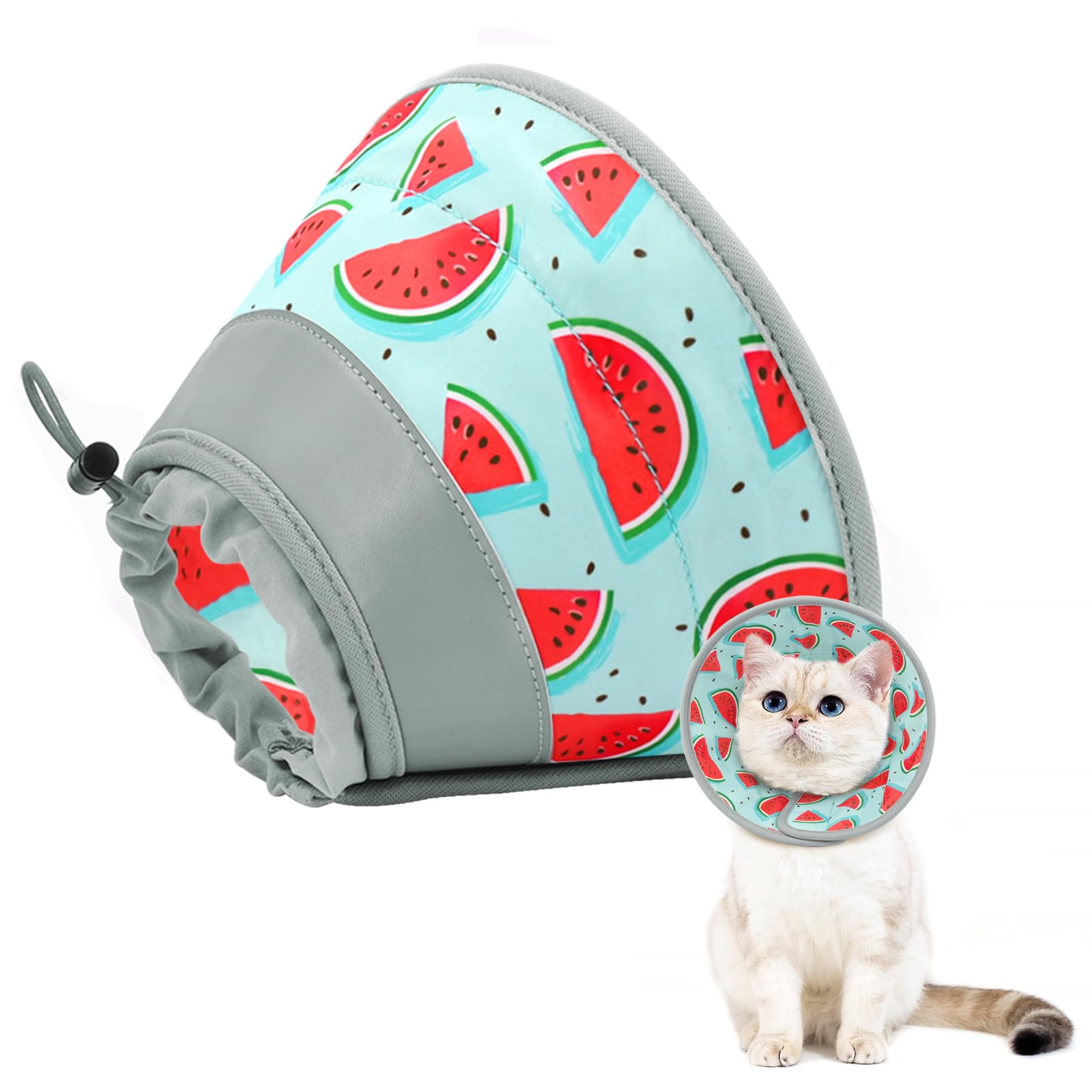 Photo 1 of GoGoPaw Cat Cone Collar Soft to Stop Licking, Adjustable, Foldable Lightweight Kitten Cones After Surgery Recovery for Cats & Kittens, Cat Cone Alternative (Blue, M)