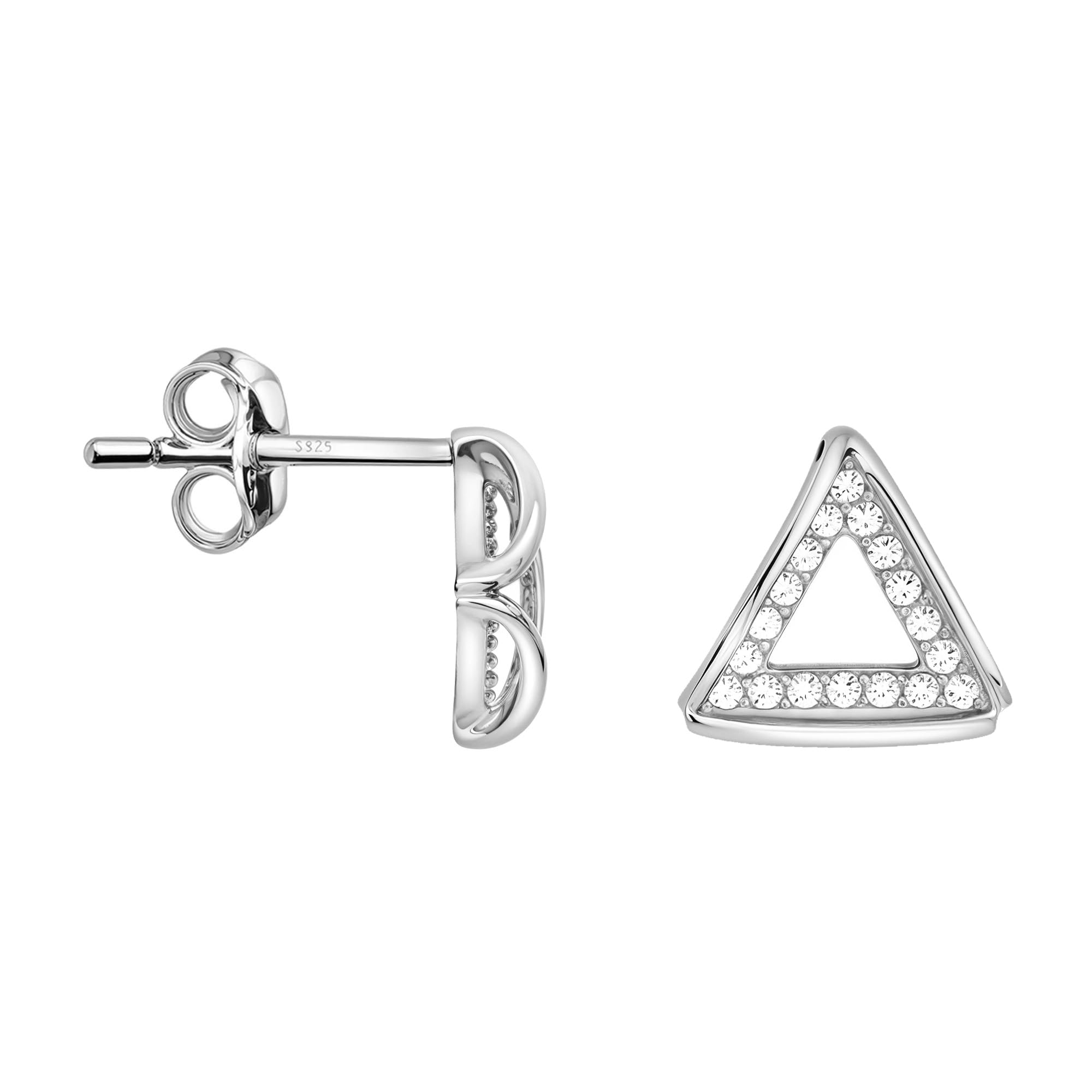 SOFIA MILANI - Women's Earrings 925 Silver - with Zirconia Stones - Triangle Stud Earrings - 20596
