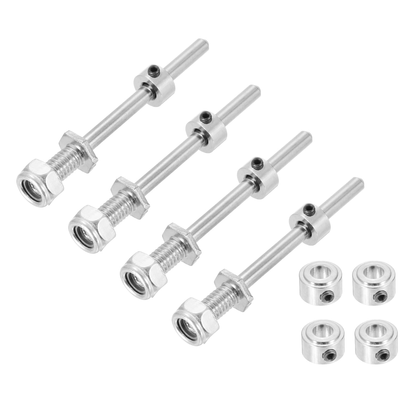 sourcing map 1/4 Inch Diameter x 2.36 Inch Length 4 Set Landing Gear Axle Shaft Drive Axle with Nuts for RC Airplane โ image 1