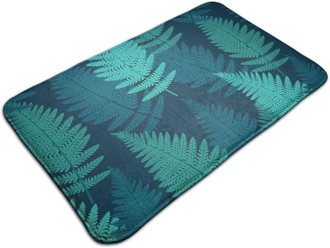 Creative BlueGreen Fern Leaves NonSlip Bathroom Rug Mat Shower Mat Machine