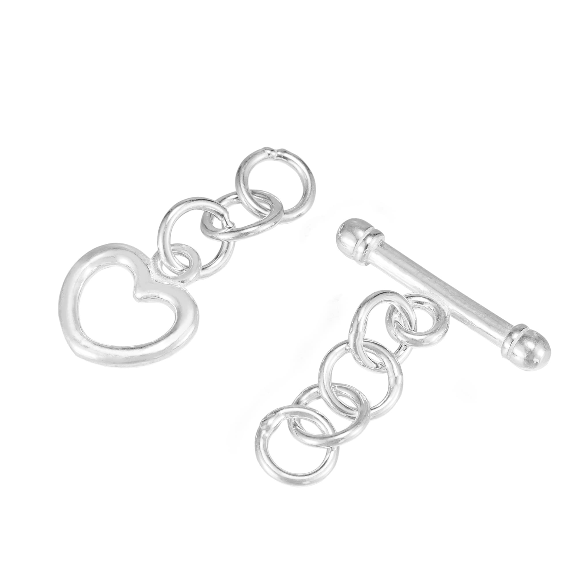 925 Sterling Silver Small Heart Toggle Clasp Connector with Chain Extender for Necklace Bracelet
