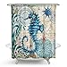 ECONIE Seahorse Shower Curtain Ocean Animal Waterproof Polyester Blackout Draperies Window Solid Grommet with 12 Hooks for Bedroom Living Bathroom 71 x 71(10)…
