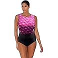 AQUAMORE Women's Chlorine Resistant Designer High Neck One Piece Swimsuit