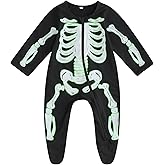 FIOMVA Unisex Halloween Baby Girl Boy Footed Onesie Zip Up Romper Pumpkin Print Footie Zipper Onepiece for Newborn Infant