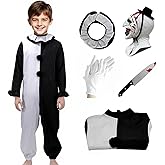 stepsin Terrifying Art Clown Costume Kids Horror Killer Clown Costume with Mask Scary Halloween Cosplay Outfits