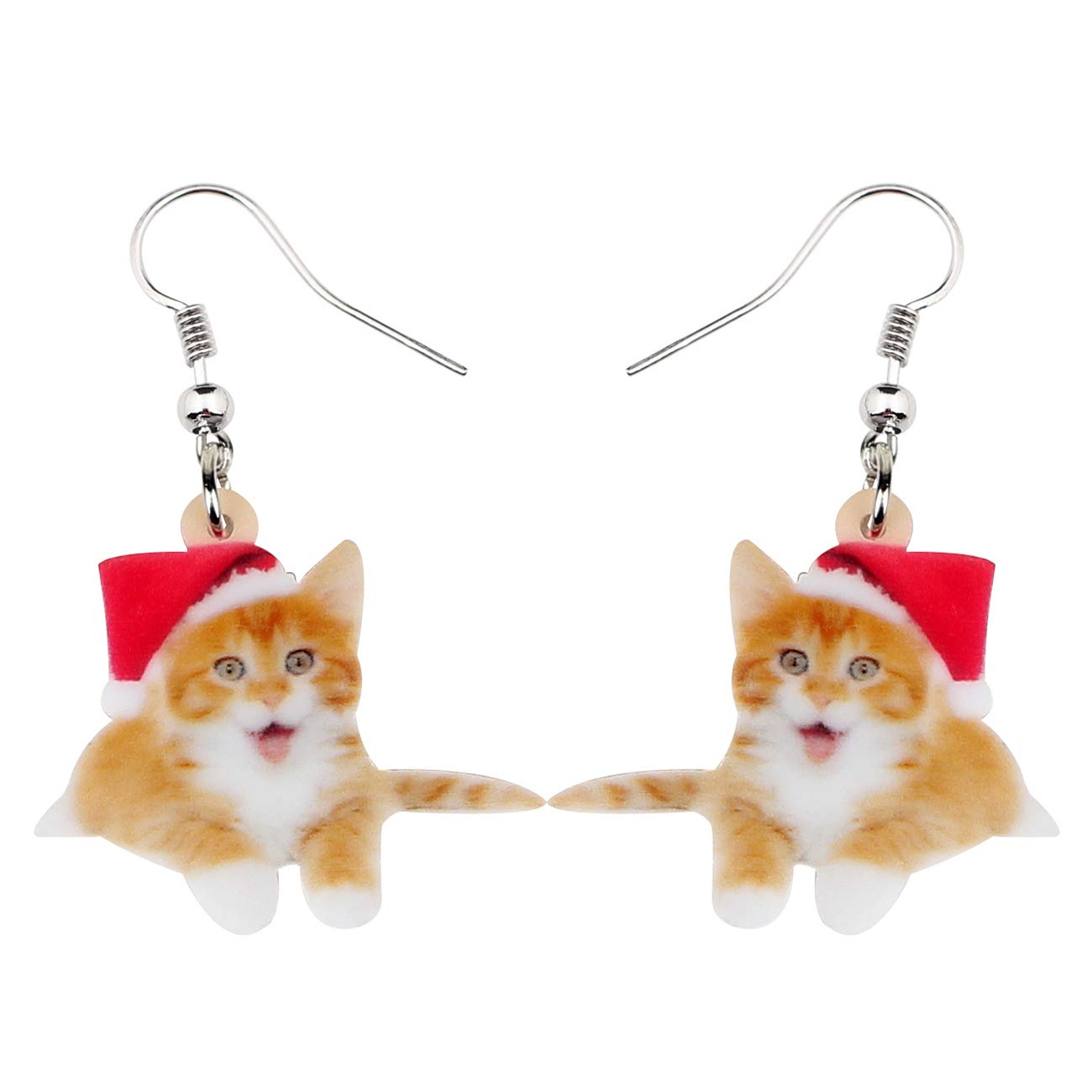 Bonsny Acrylic Drop Dangle Christmas Gifts Sweet Cat Kitten Earrings Pets Jewelry For Women (Brown)