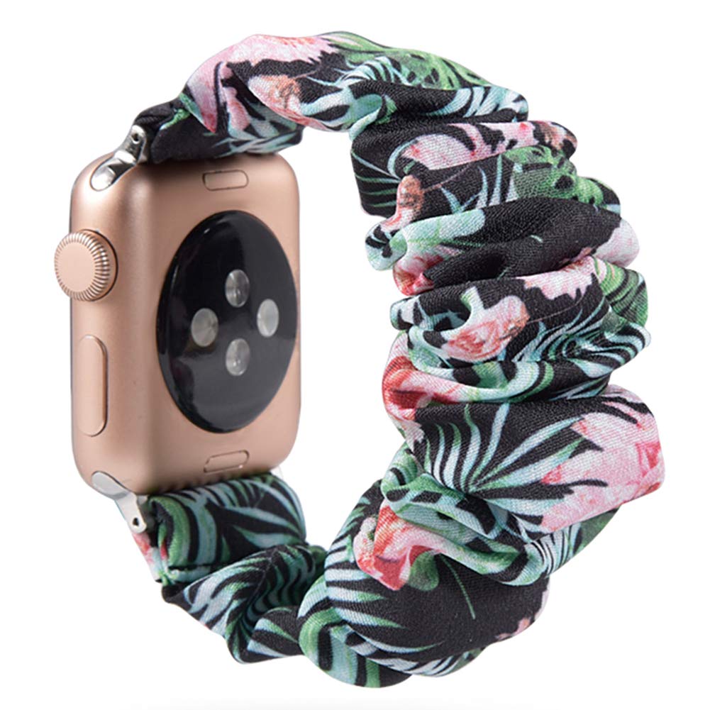 juanxian Scrunchie Elastic Watch Wristbands Replacement for Apple Watch, Soft and Stretchy Watch Scrunchy Strap Compatible with iWatch Series1-5 (38MM/40MM, 42MM/44MM)