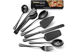 AARAINBOW Serving Utensils Set of 8, Large Buffet Serving Cutlery with Serving Spoon, Stainless Steel Serving Spoon, Salad To