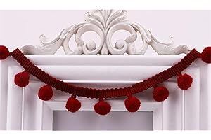 MSCFTFB 20 Yards Pom Fringe Trim,Mini Ball Tassel for Women,4/5inch Wide Soft Pompom Fringed Ribbon for Clothing Bedding Pillow Quilt Curtain Bag Sewing Accessories(Wine Red)
