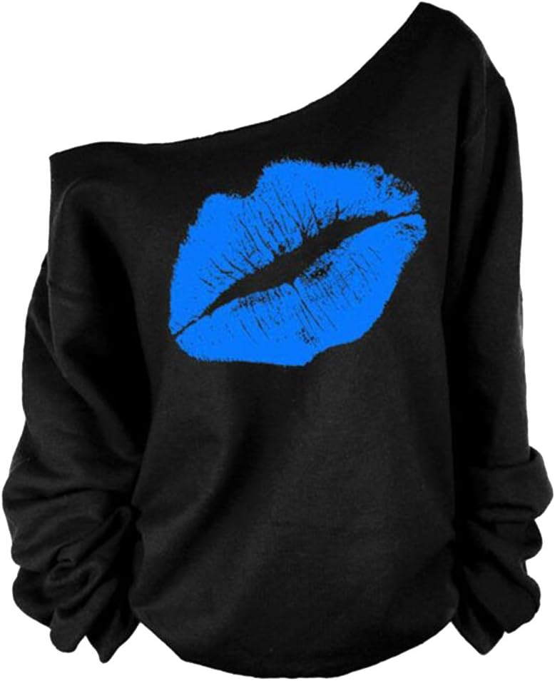 QZUnique Women's Pullover Sweatshirt Digital Print Long Sleeve Crewneck Shirt Top