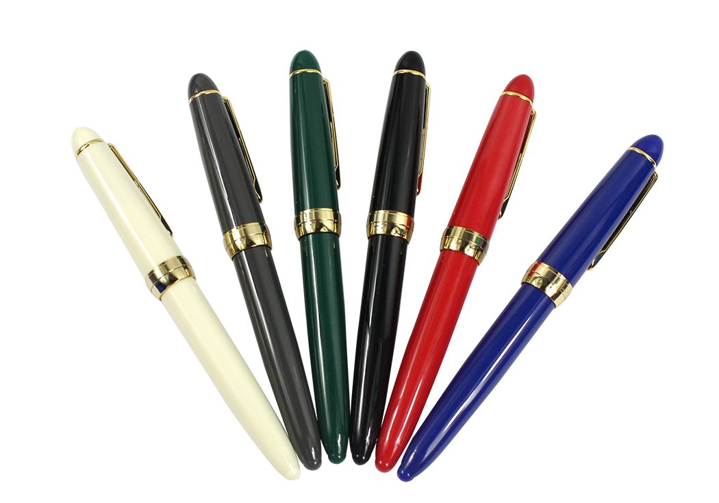Ranvi JinHao 992 Fountain Pen,0.5MM F Nib,Gold Buckle,6 PCS, 6 Colors(blue, gray, black, green, red, white)
