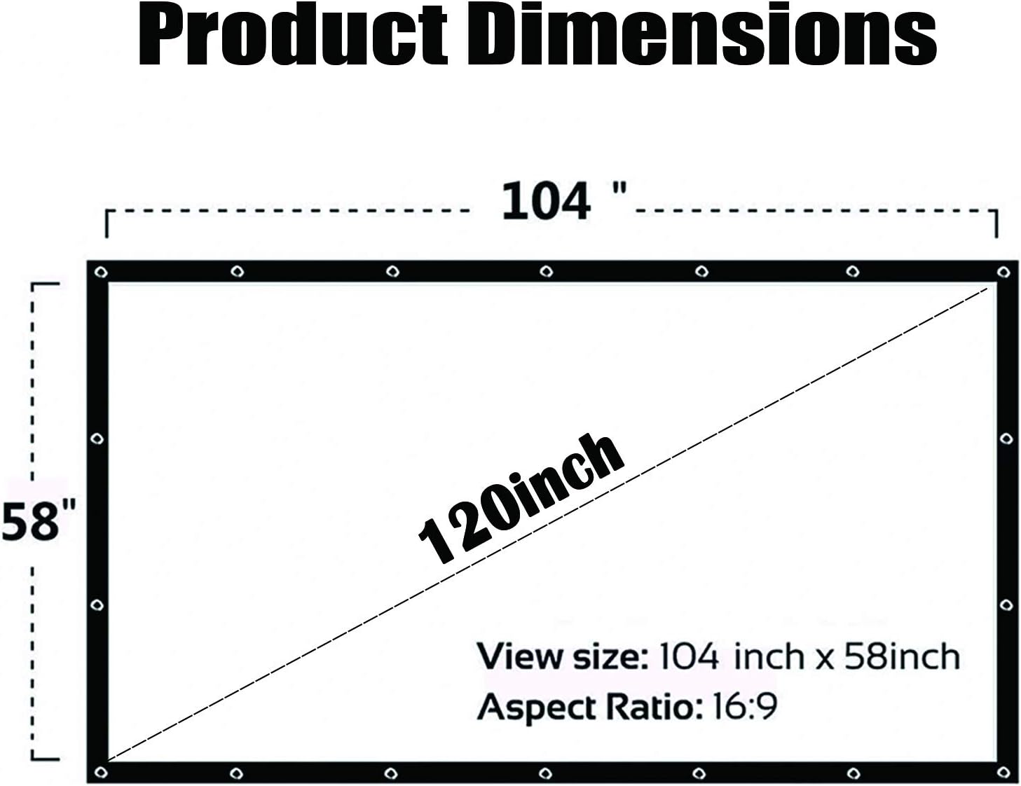 OWILLZ 120 inch Projector Screen 16:9 HD Foldable for Home Theater Cinema Indoor Outdoor: Home Audio & Theater